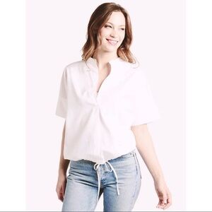 Vince Sz XS Tinted Pink Drawstring Popover Shirt Top Blouse